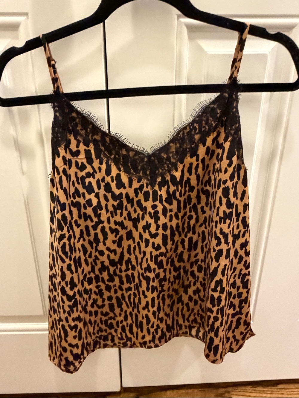 bp Leopard Print Lace Trim Cami - Black & Tan